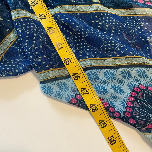 Akemi & Kin Open Kimono Cape Womens One Size Teal Asymmetrical Topper Boho Wrap - Picture 5 of 5